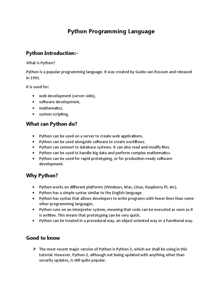 Python Programming Language | PDF | Python (Programming Language ...