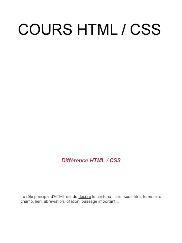Cours html css pdf html javascript