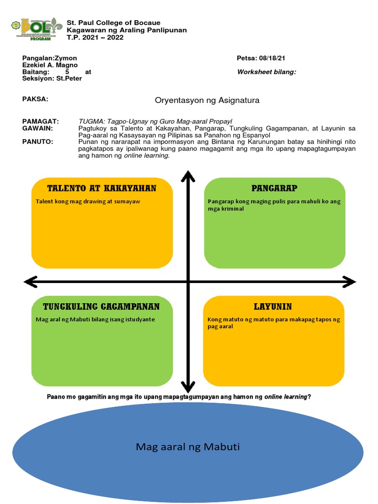 AP 5 WORKSHEET Week 1 | PDF