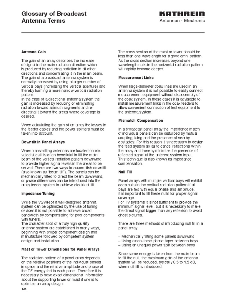 Glossary Broadcast Antenna Terms PDF Antenna (Radio) Polarization (Waves)