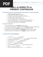 Workshop: Will Vs Going To Vs Present Continuous