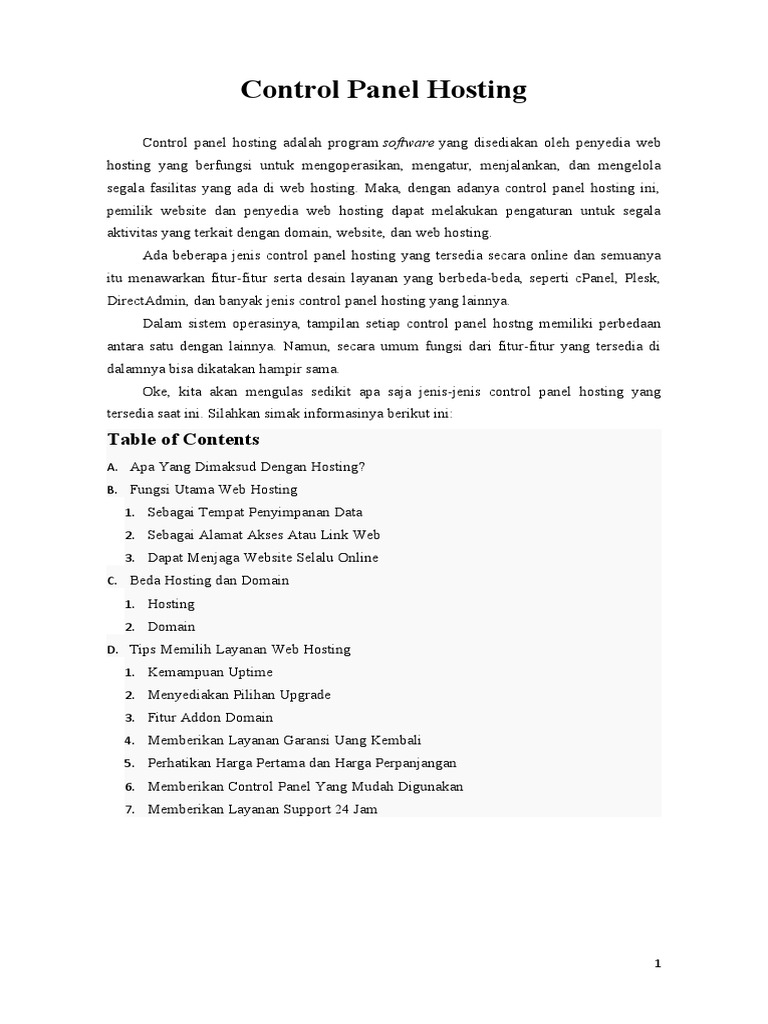 Control Panel Hosting | PDF | Komputer