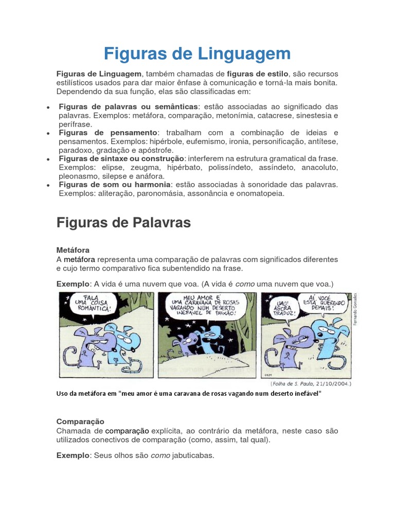 As Principais Figuras de Linguagem: Classificação e Exemplos | PDF ...