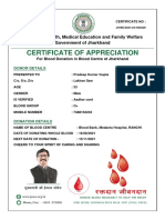 Blood Donation Certificate Recognition Jharkhand Ministry Health