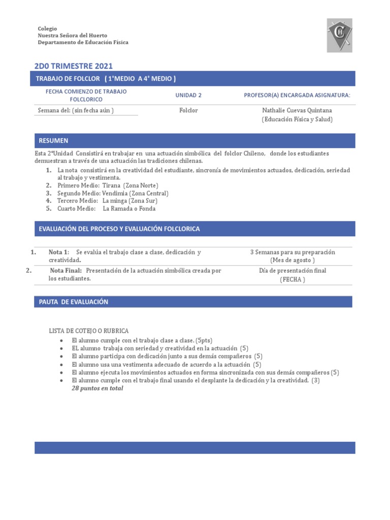 Trabajo de Folclor Enseñanza Media | PDF | Crecimiento personal y ...