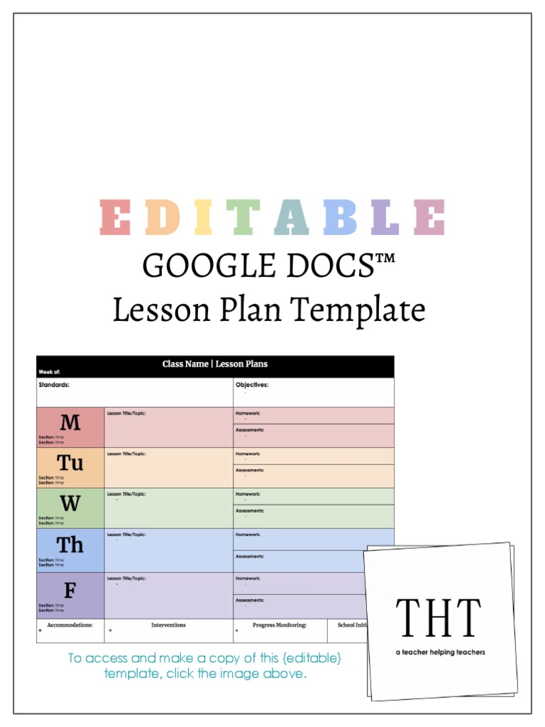 Google Docs™ Lesson Plan Template: To Access and Make A Copy of This ...