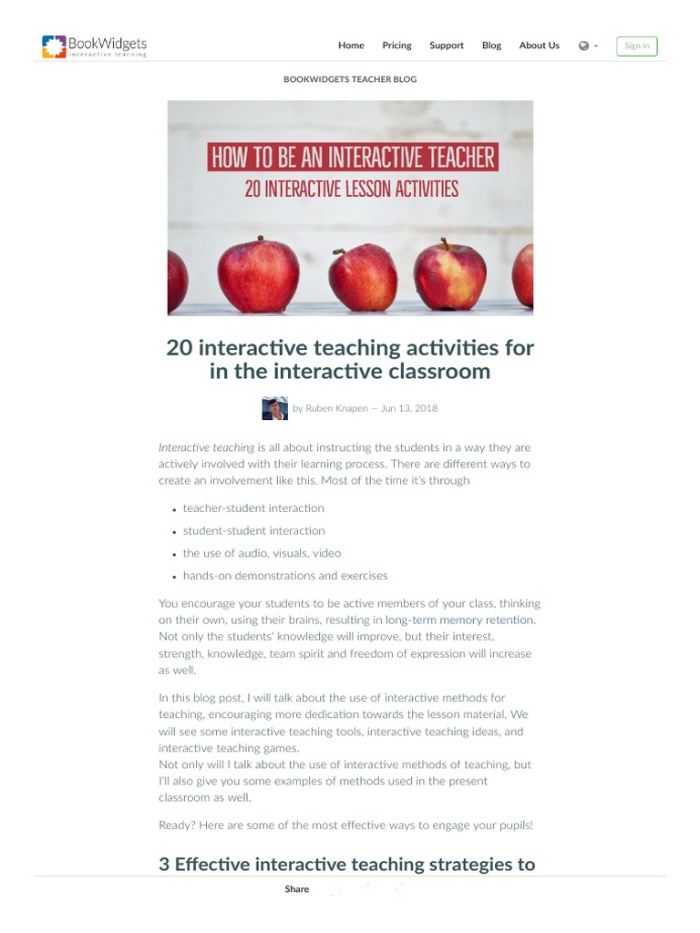 20 Interactive Teaching Activities For in The Interactive Classroom