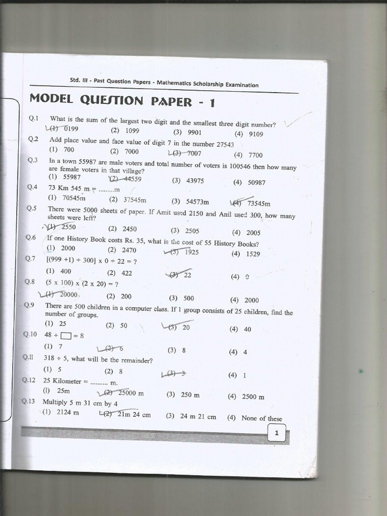 Ipm STD 3 Sample Question Paper | PDF