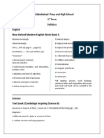The Abbottabad Prep and High School 1 Term Syllabus English New Oxford Modern English Work Book 6