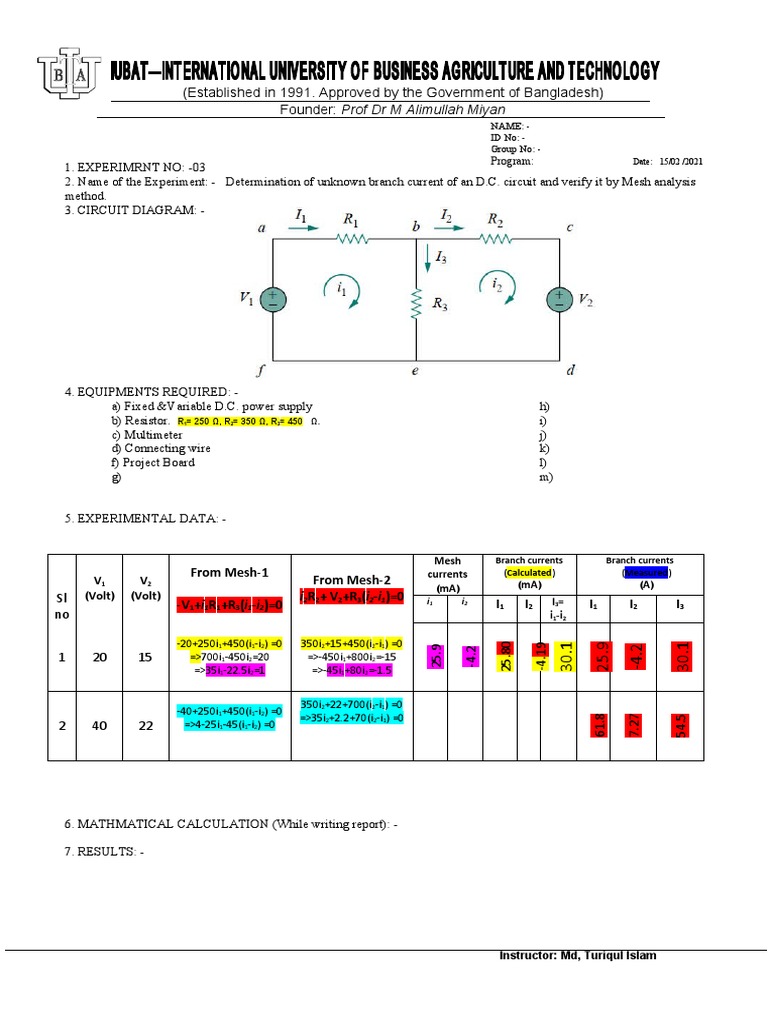 Experiment-3 - Mesh Analysis Method | PDF | Metrology | Manufactured Goods