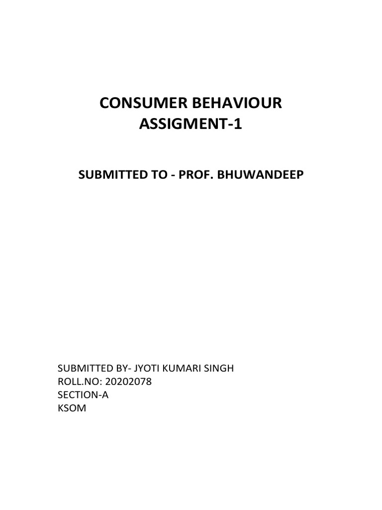 Consumer Behaviour Assigment 1 Pdf Behavior Brand