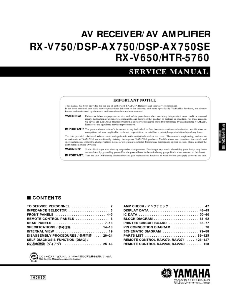 RX-V650 Service Manual Overview | PDF | Solder | Printed Circuit Board