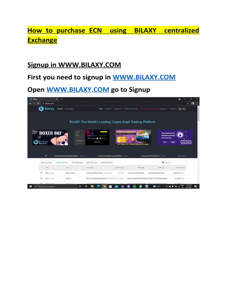 Buying ECN on Bilaxy Exchange Guide | PDF | Law | Computers