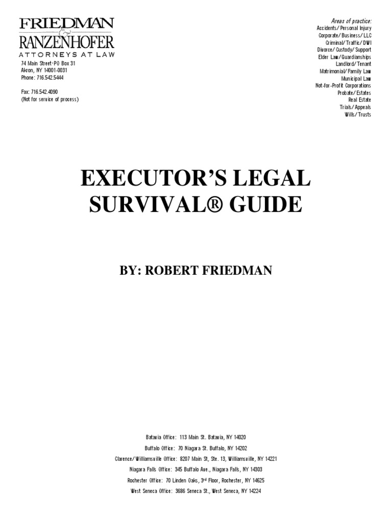 Executor'S Legal Survival® Guide: By: Robert Friedman | PDF | Probate ...