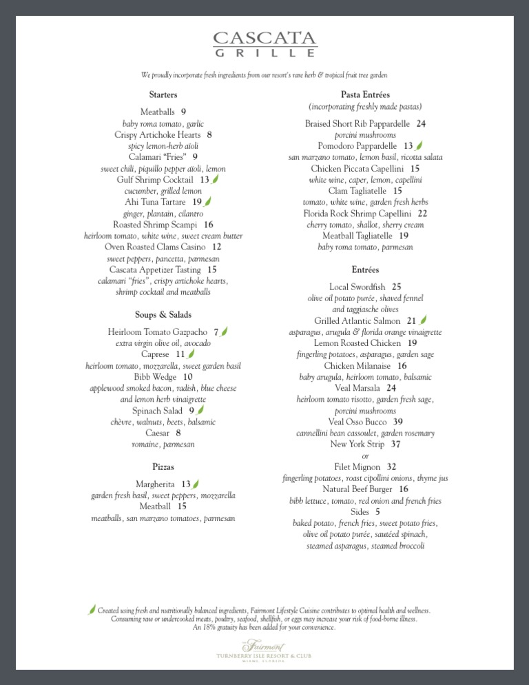Cascata Italian Cuisine Menu | PDF | Salad | Tomato