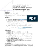 Programa de La Asignatura de Biologia Molecular Avanzada Del Semestre I de 2021