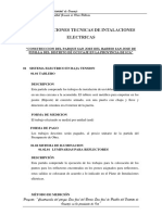 Especificaciones Tecnicas de Intalaciones Electricas: Municipalidad Distrital de Ocucaje