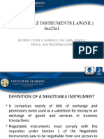 Negotiable Instruments Law-Overview