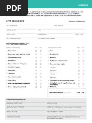 Lyft Inspection Form Fill Online, Printable, Fillable, Blank PdfFiller ...