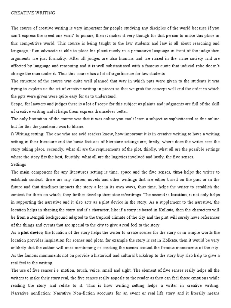 Creative Writeup | PDF | Creative Nonfiction | Writers