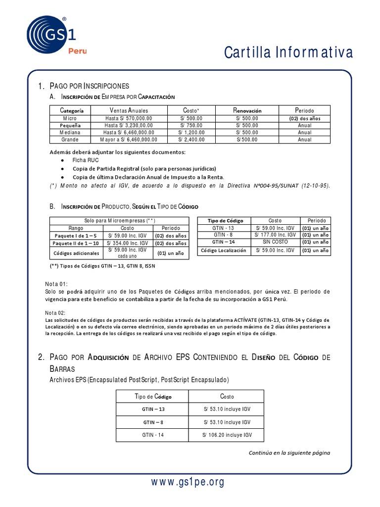 Inscripción y Códigos GTIN en GS1 Perú | PDF | Economias