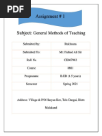 Assignment # 1: General Methods of Teaching