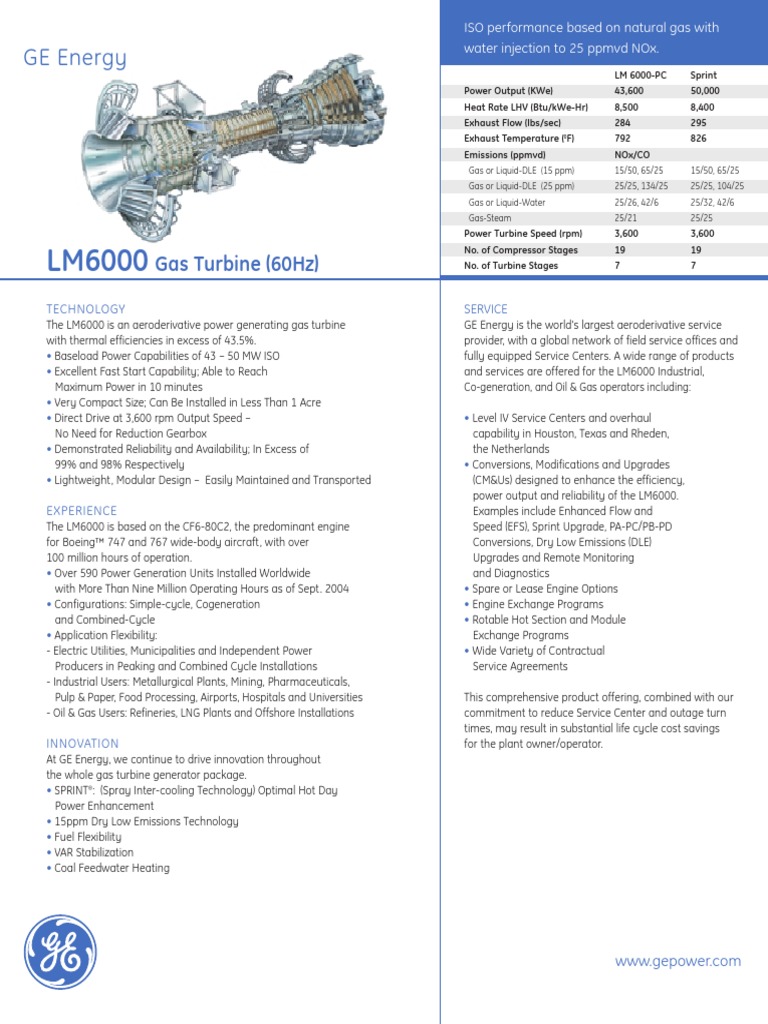 GE Energy: Gas Turbine (60Hz) | PDF | Gas Turbine | Cogeneration