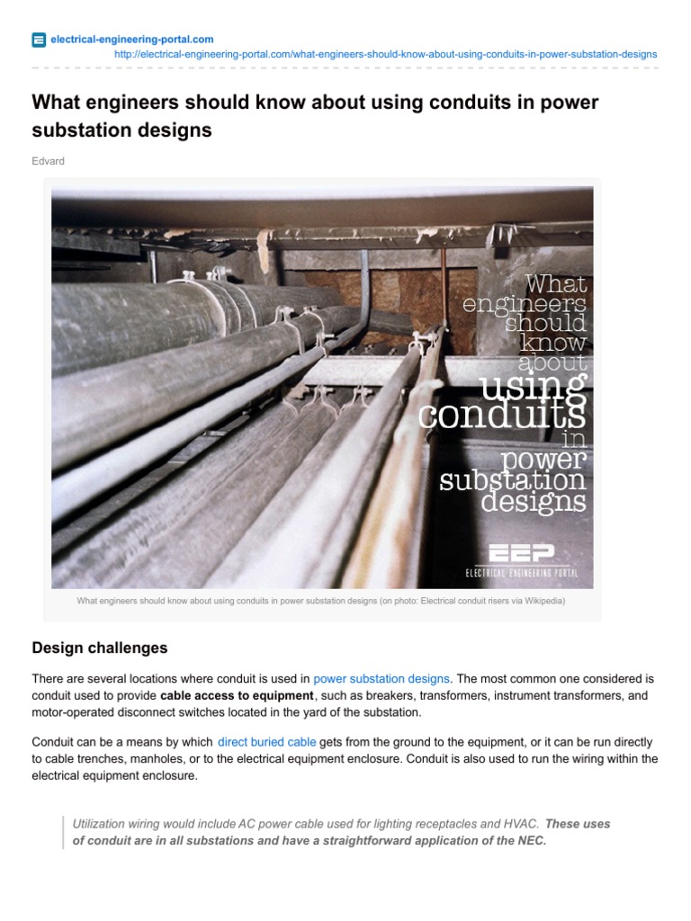 Conduit Use in Power Substation Design | PDF | Electrical Wiring ...