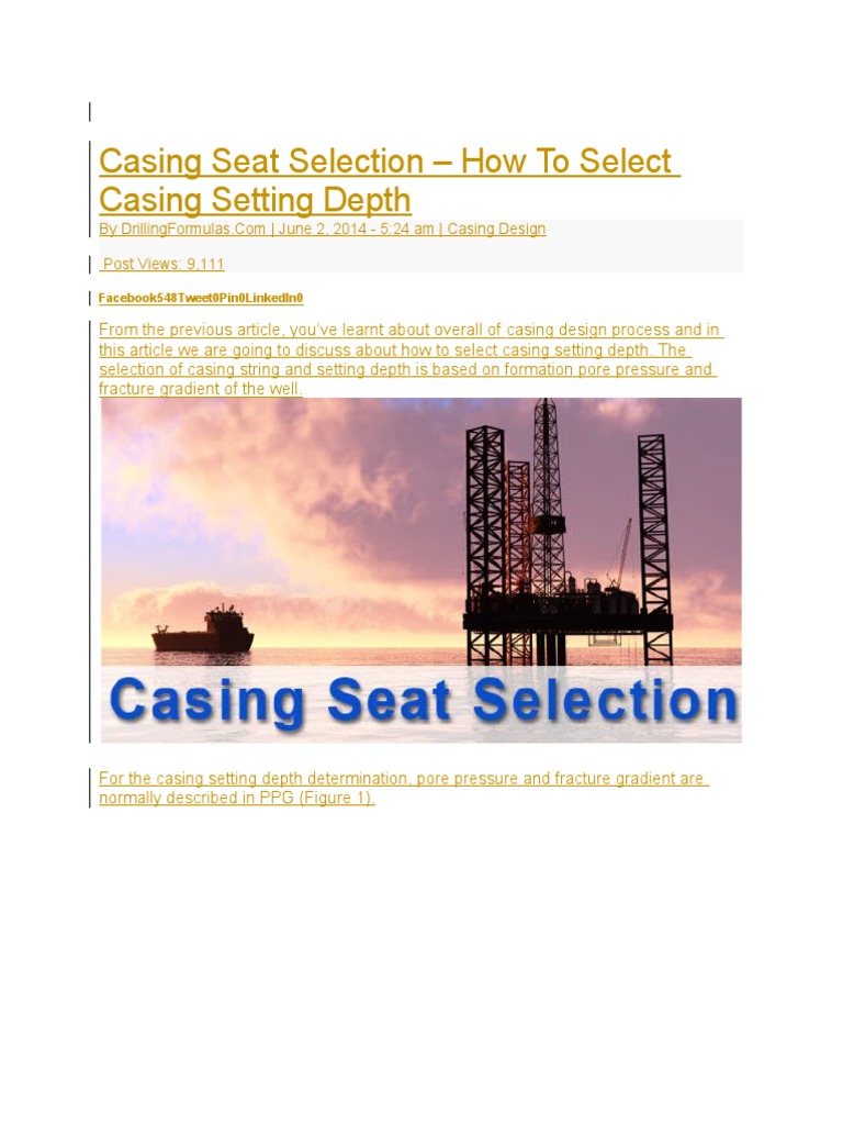 Casing Seat Selection PDF Casing (Borehole) Pressure