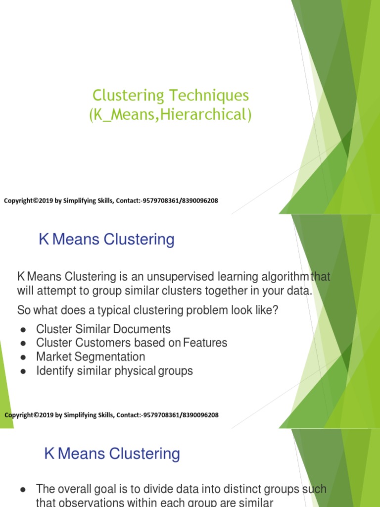 Clustering Techniques (K - Means, Hierarchical) | PDF | Cluster ...