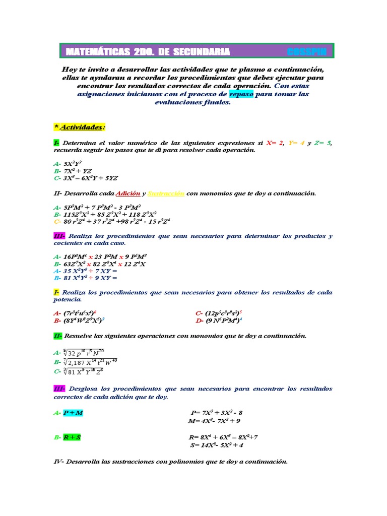 2do de Secundaria Repaso | PDF | Matemáticas | Matemática Elemental