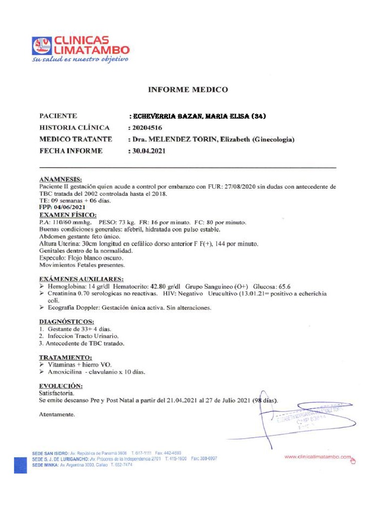Informe Medico 1 Pdf