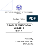 Lecture Notes On: Theory of Computation Module - 3 Unit - 1