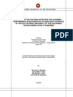 Group 2 Analysis of The Factors Affecting The Academic Performance in Mathematics of Bsed Math Students of The Polytechnic University of The Philippines Taguig During Covid 19 Pandemic