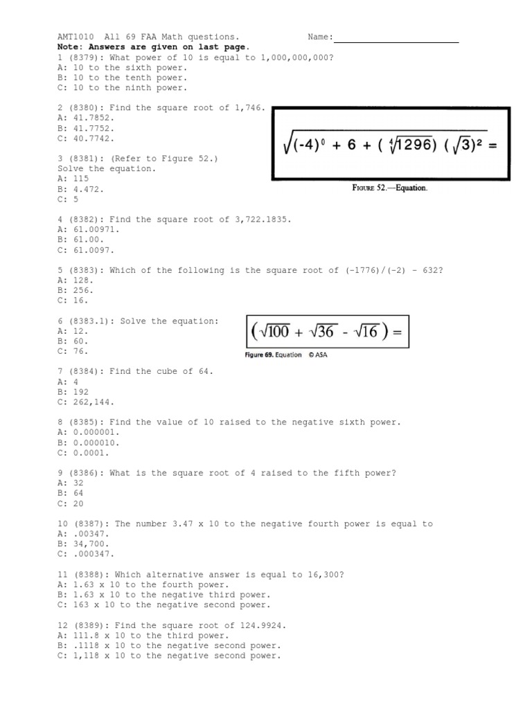 FAA Math Questions Overview | PDF | Area | Volume