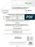 Certificado de Conformidad de Producto: Product Conformity Certificate