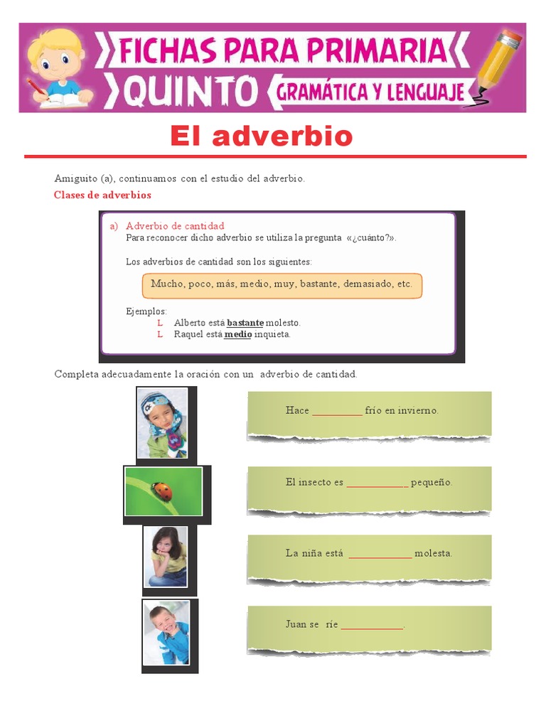 Adverbio de Cantidad y de Modo para Quinto Grado de Primaria | PDF ...