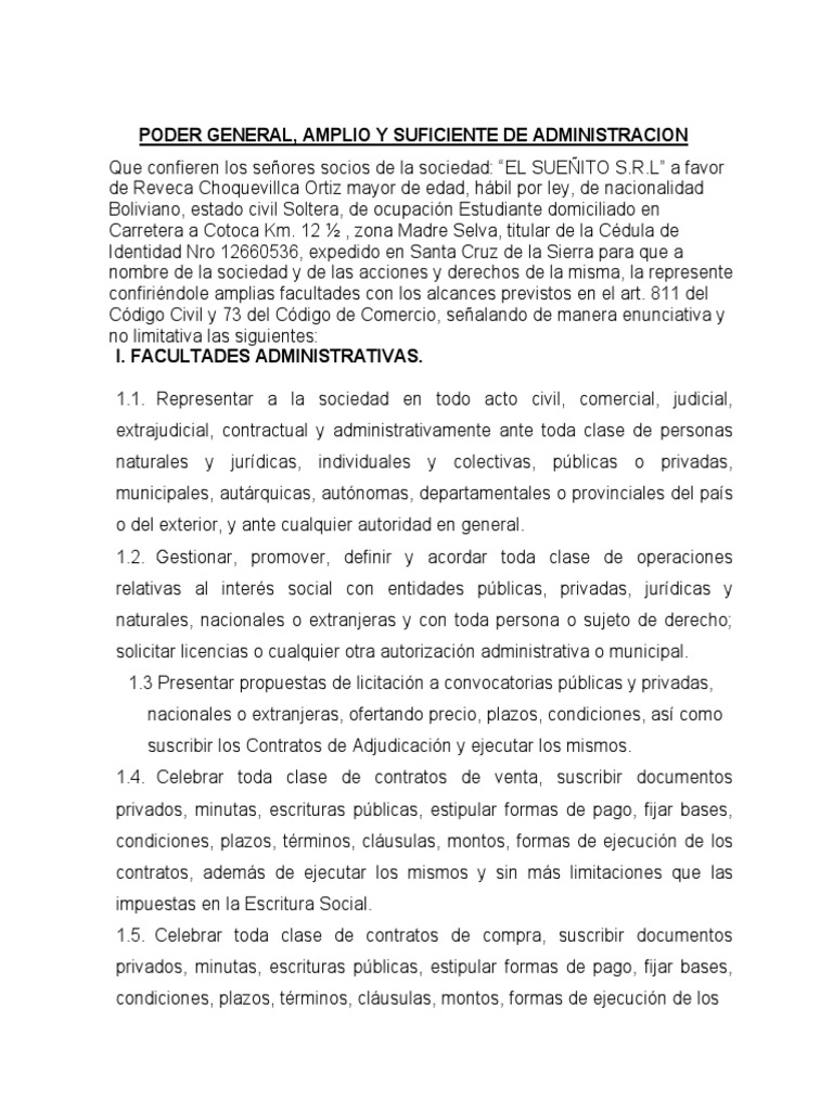 Modelo de Poder Representante Legal PDF PDF Cheque Hipoteca Comercial