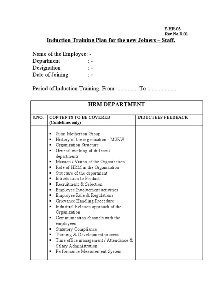 Induction Training Text Format - Staff | PDF | Quality Management ...
