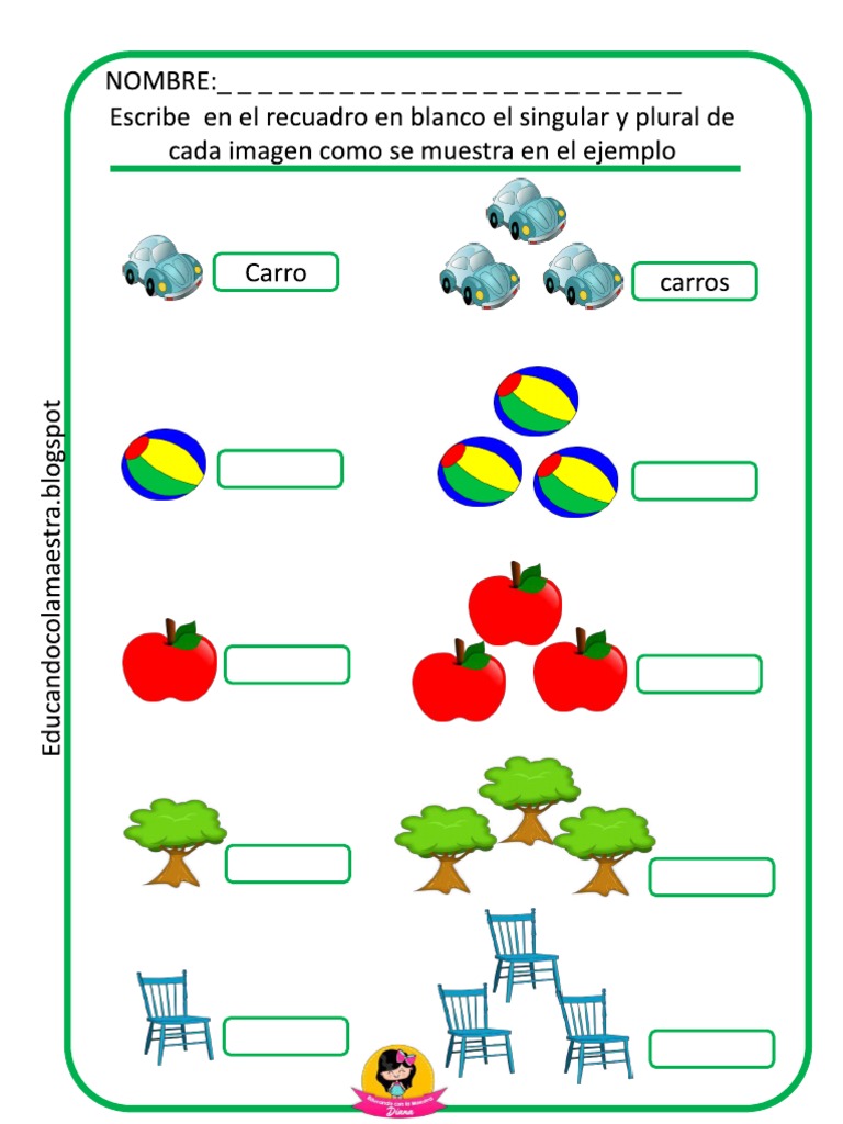 Fichas Del Singular y Plural EM cocogarage.jp