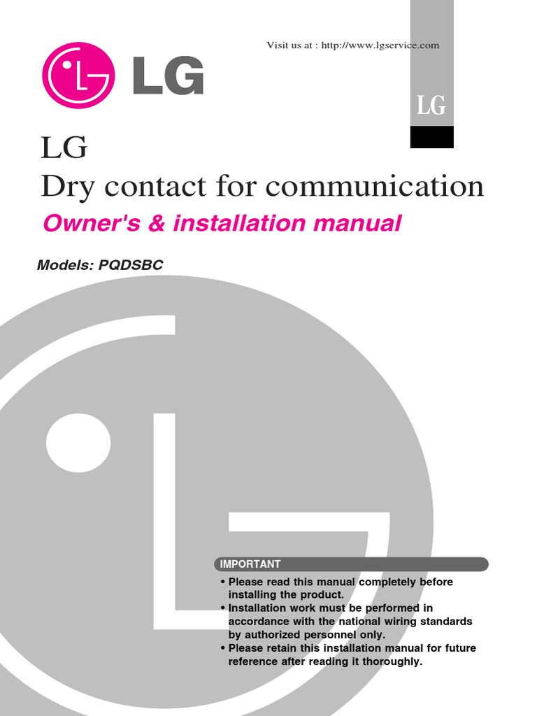 LG Dry Contact For Communication: Owner's & Installation Manual | PDF ...