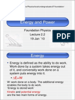 Energy and Power: Foundation Physics 19 Jan 10