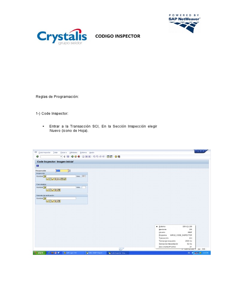 Uso del Code Inspector en ABAP | PDF