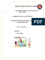 Universidad Central Del Ecuador: Elaboración Del Proyecto de Investigación
