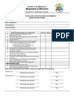 Department of Education: Pool of Scholars Application Documents Evaluation Form