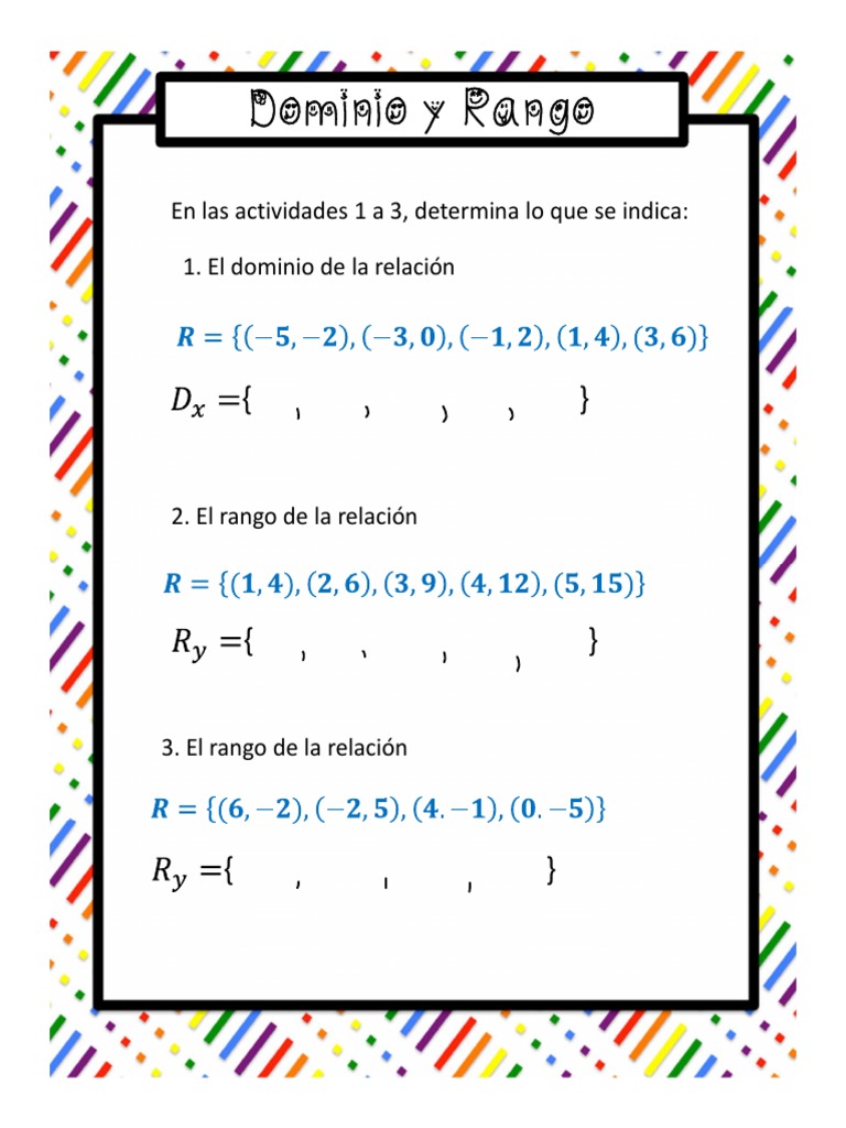 Dominio y Rango: Actividades | PDF