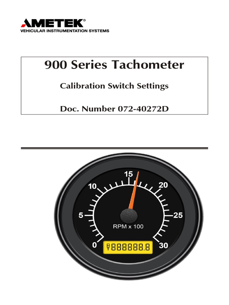 900 Series Tachometer Calibration Switch Settings PDF Scientific