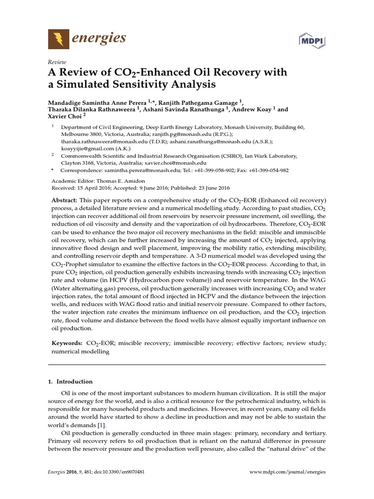 A Review of CO2Enhanced Oil Recovery With PDF Enhanced Oil Recovery Extraction Of Petroleum