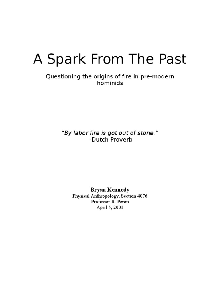 Evolution of Fire in Hominids | PDF | Human | Hominidae