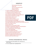 Answer Key: Sentence Transformation - Practice